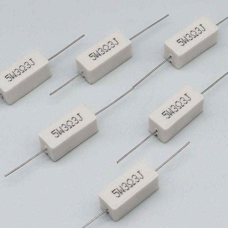 Dimlove Cement Resistor, 10 PCS 5W 3.3 Ohm 5% Axial Lead Wire White Wound Fixed Ceramic Power Resistor - Flame, Heat, Moisture Resistance for Precharge Horizontal Applications - Image 5
